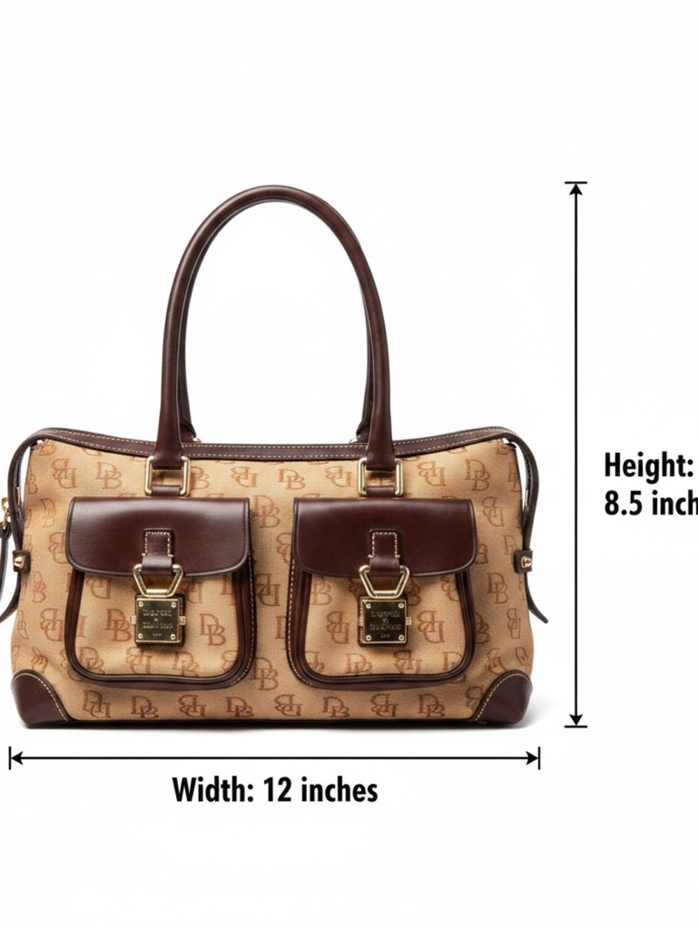 Dooney & Bourke Tan and Dark Brown Signature Shoulder Bag - Picture 3 of 13